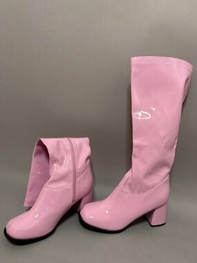 Pink Patent Block Heel Women's Boots size 11